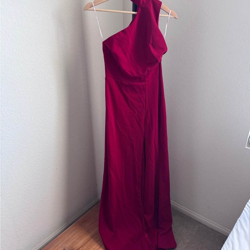 Lulu's Asymmetrical One-Shoulder Red Dress